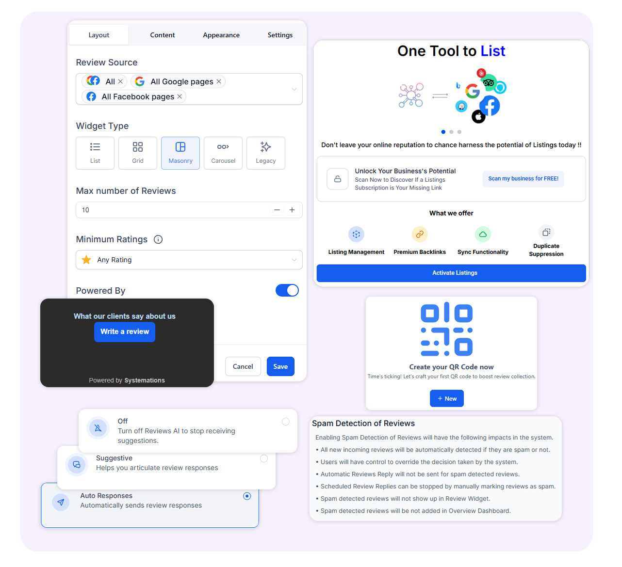 Reputation management and review automation dashboard